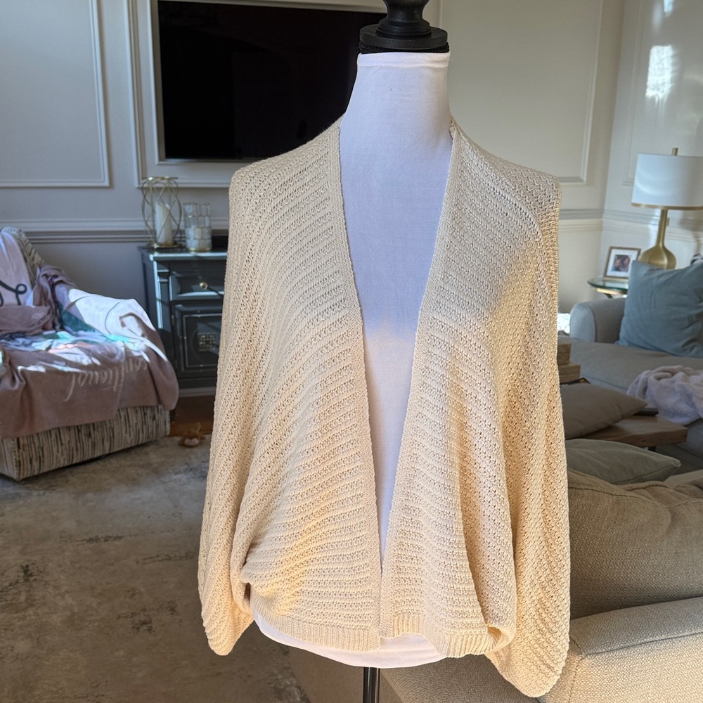 Anthropologie Cream Open-Front Sweater